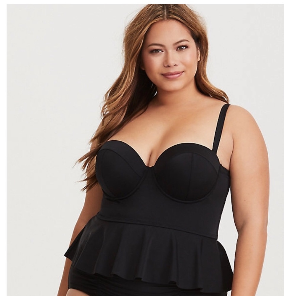 Torrid Black Peplum Swim Top